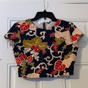 Zara Navy Floral Crop Top